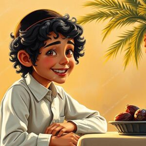ילד אוחז או ליד תמרים - 42399